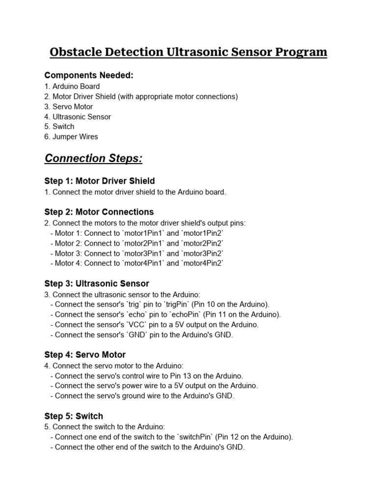 Obstacle Detection Ultrasonic Sensor Program | Download Free PDF ...