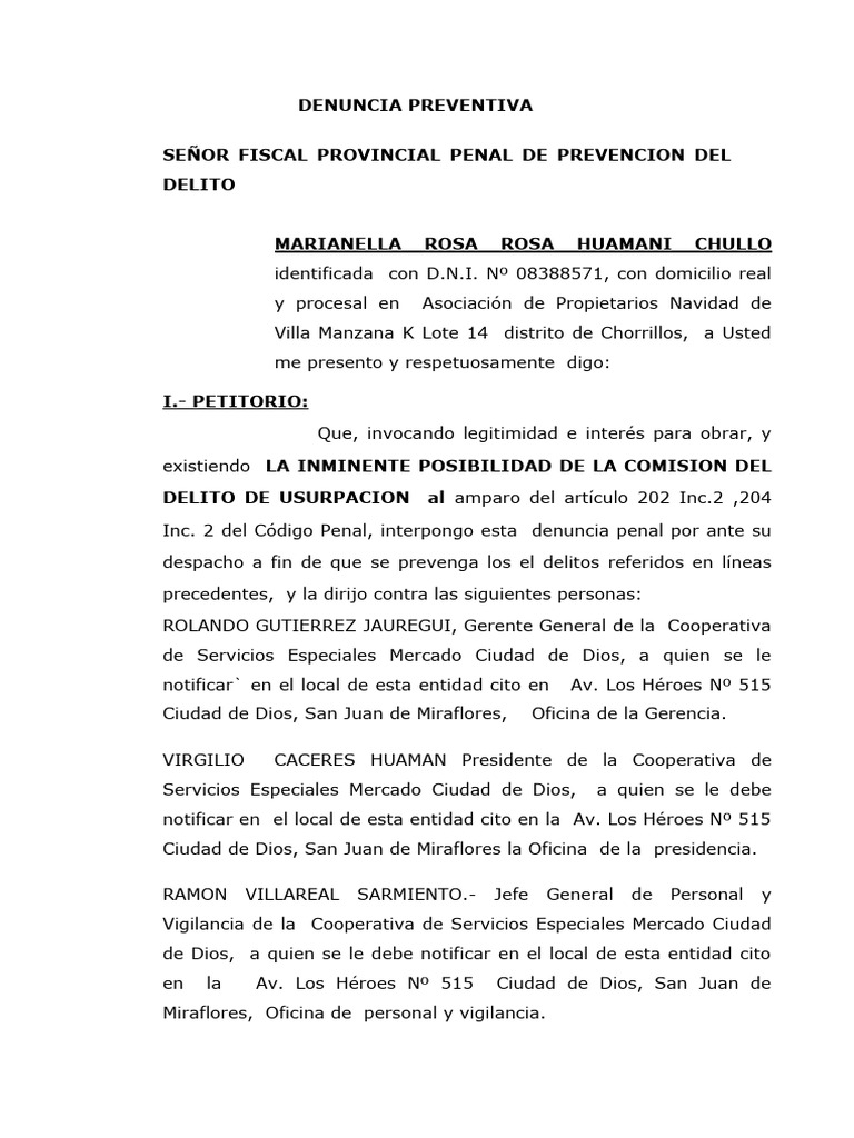 Denuncia de Prevencion Del Delito | PDF | Ley Pública | Justicia penal