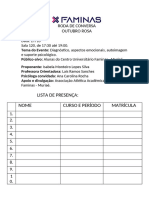 Lista de Presença Roda de Conversa Outubro Rosa