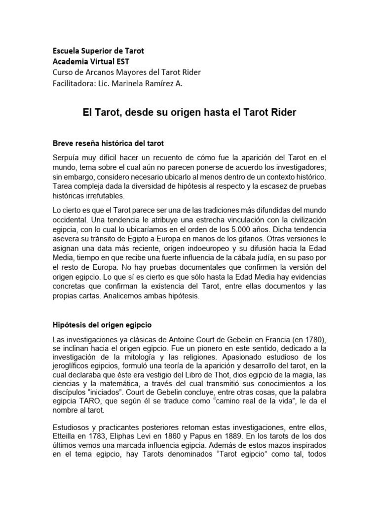 Orígenes del Tarot y su Evolución | PDF | Tarot | Arcanos Mayores