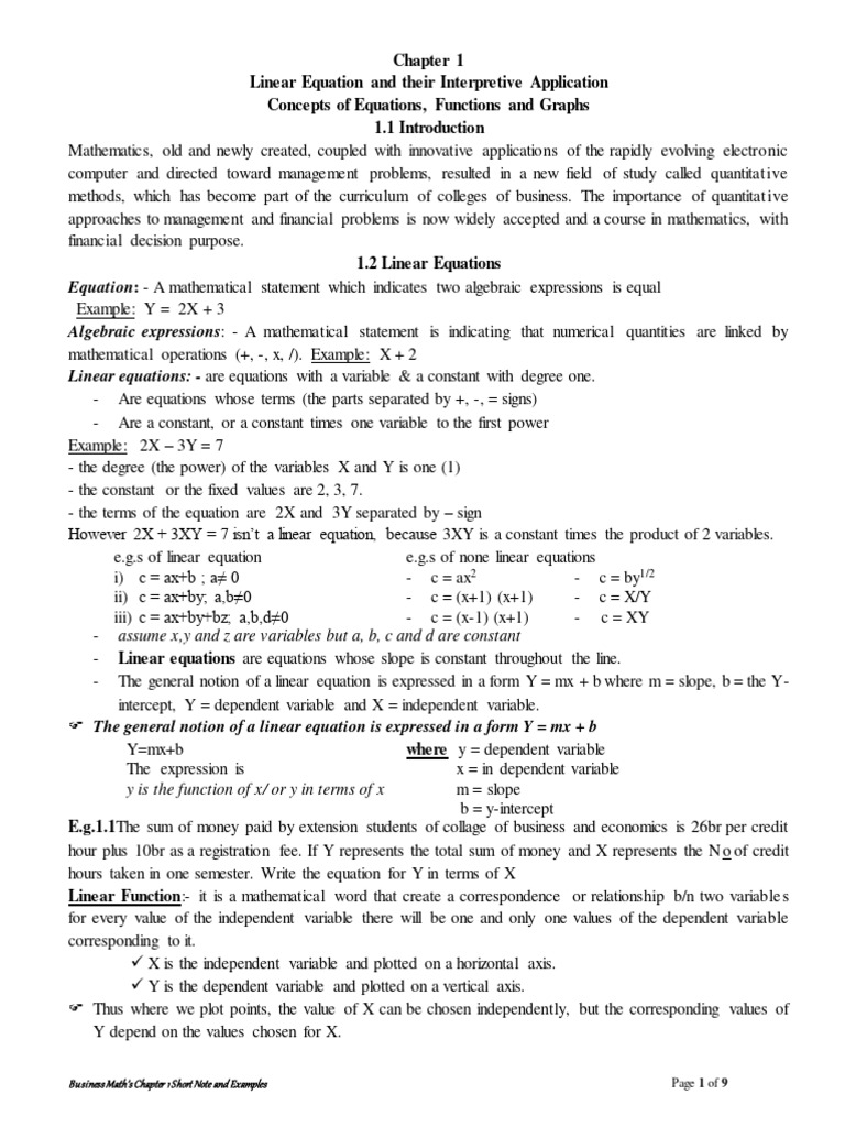 Linear Equations in Business Math | PDF | Marginal Cost | Slope