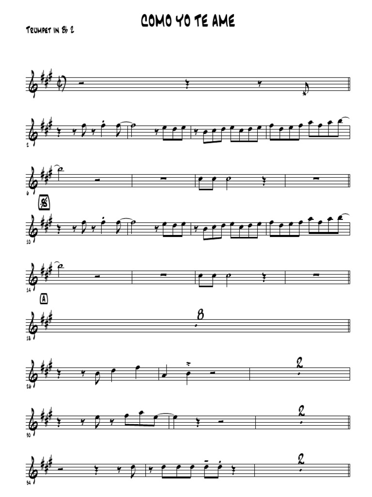 Como Yo Te Ame Trumpet In Bb 2 Pdf