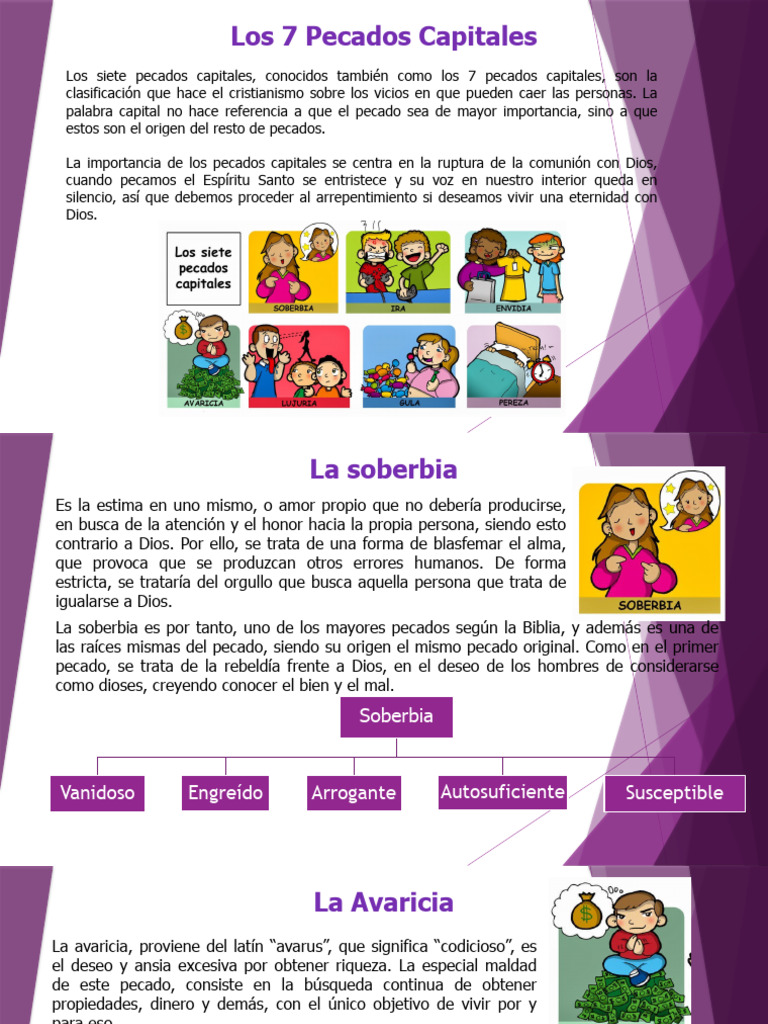 Los 7 Pecados Capitales y su Significado | PDF | Siete pecados ...