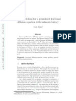 Inverse Problems For A Generalized Fractional Diffusion Equation With Unknown History