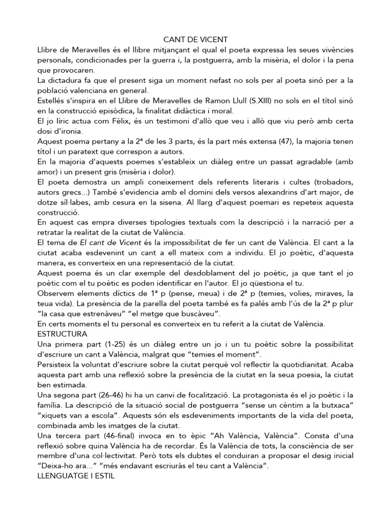 El Cant de Vicent | PDF