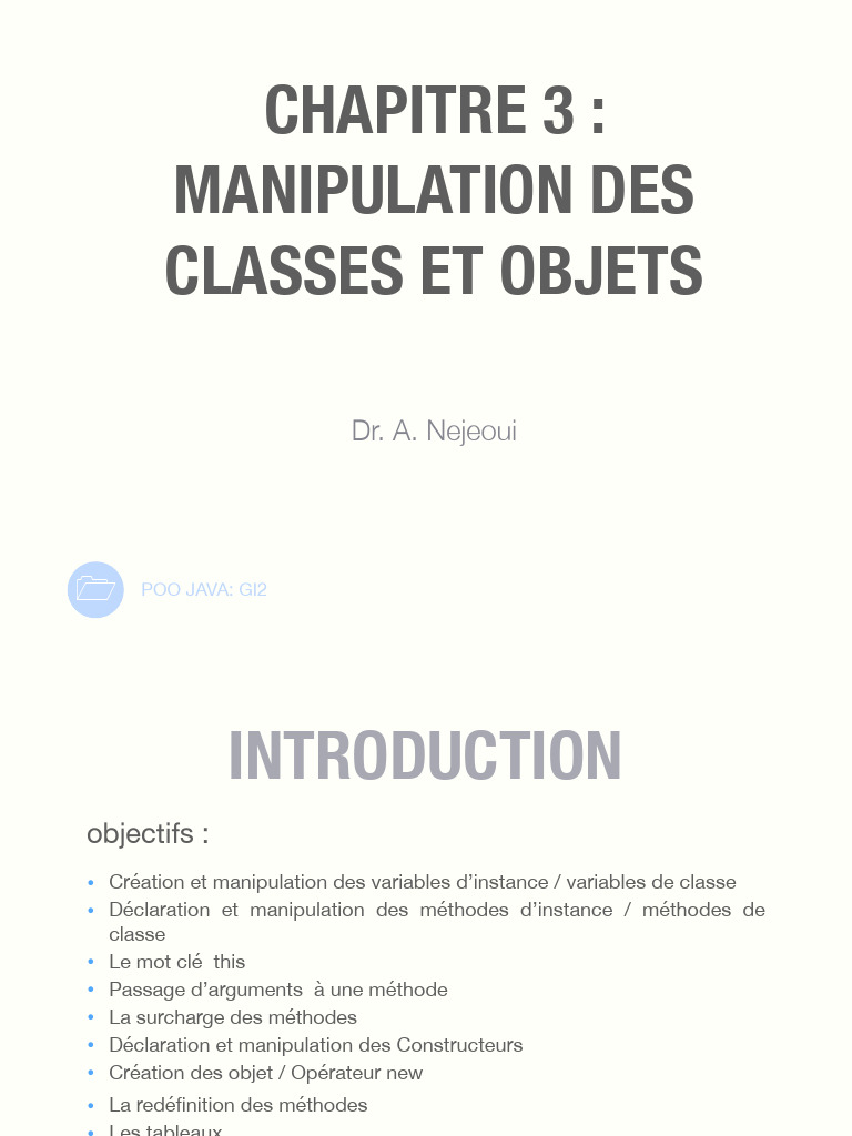 Manipulation des Classes et Objets en Java | PDF | Classe (informatique ...