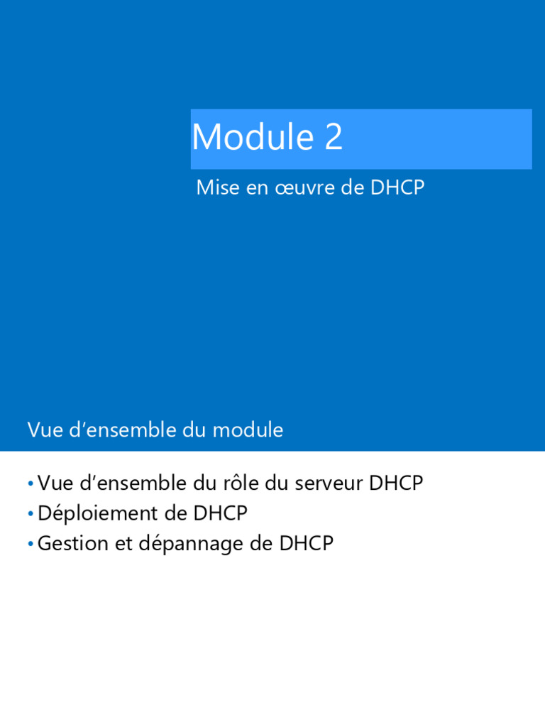 Mise en œuvre et gestion de DHCP | PDF | Adresse IP | Serveur ...