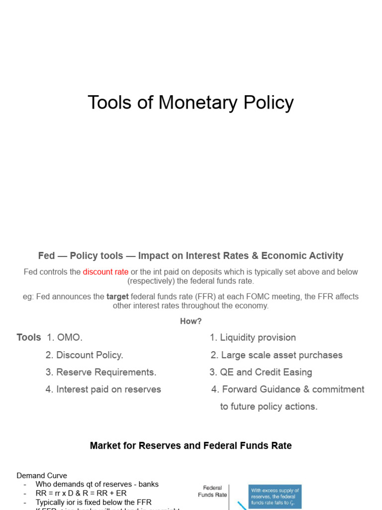 Fed's Four Monetary Policy Tools Explained | PDF | Federal Funds Rate ...