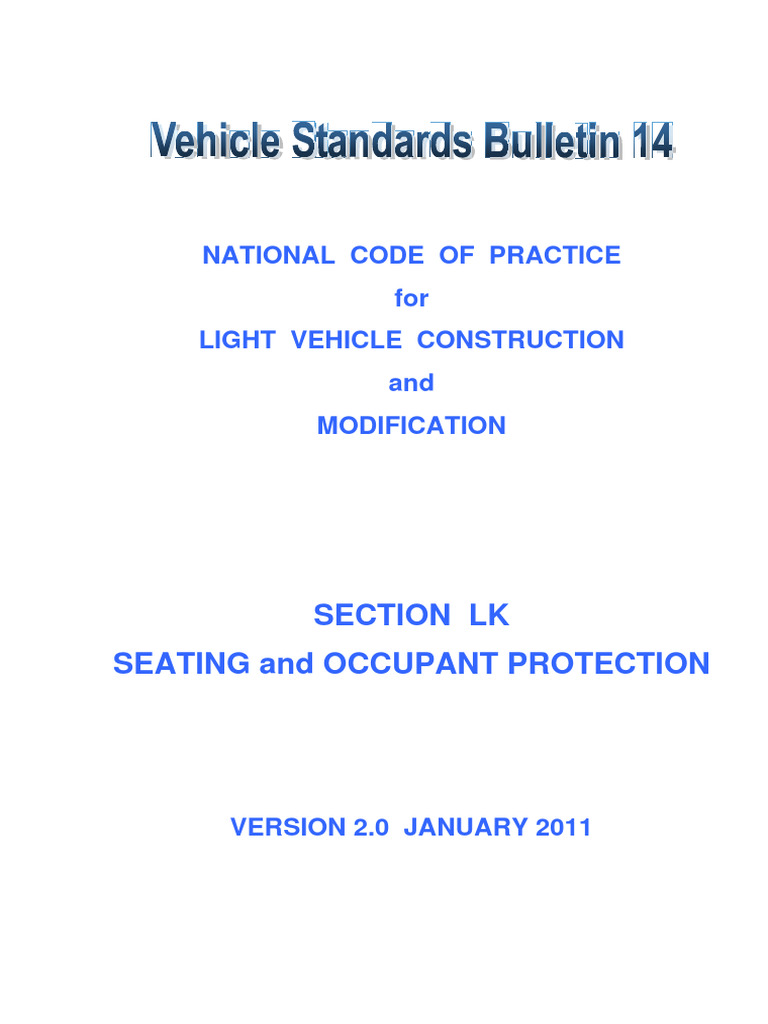 Section LK Seating and Occupant Protection: National Code of Practice ...