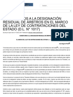 Comentarios A La Designación Residual de Árbtros en El Marco de La Ley de Contrataciones Del Estado (D.L