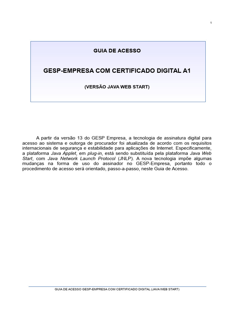 Guia acesso gesp empresa com certificado digital a1 java web start