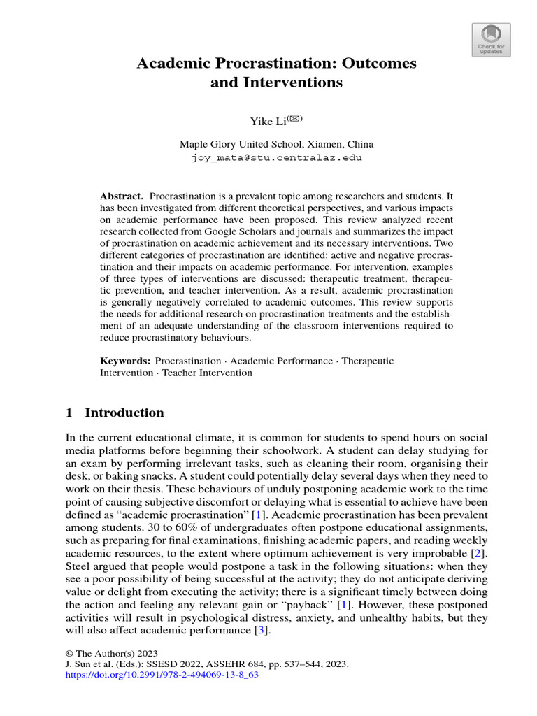 Academic Procrastination: Effects & Solutions | PDF | Procrastination ...