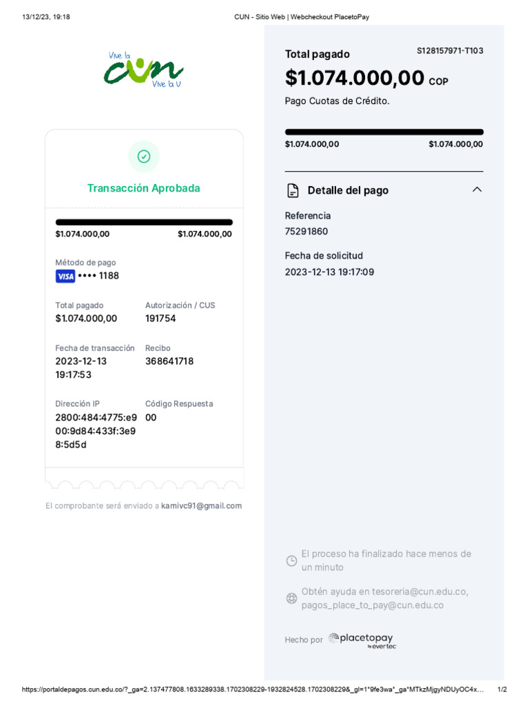 Instrucciones de Pago en CUN | PDF