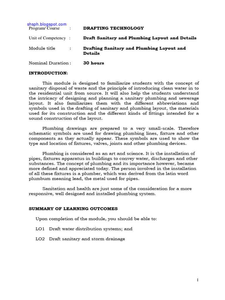 Drafting Module 6 | PDF | Plumbing | Sanitary Sewer