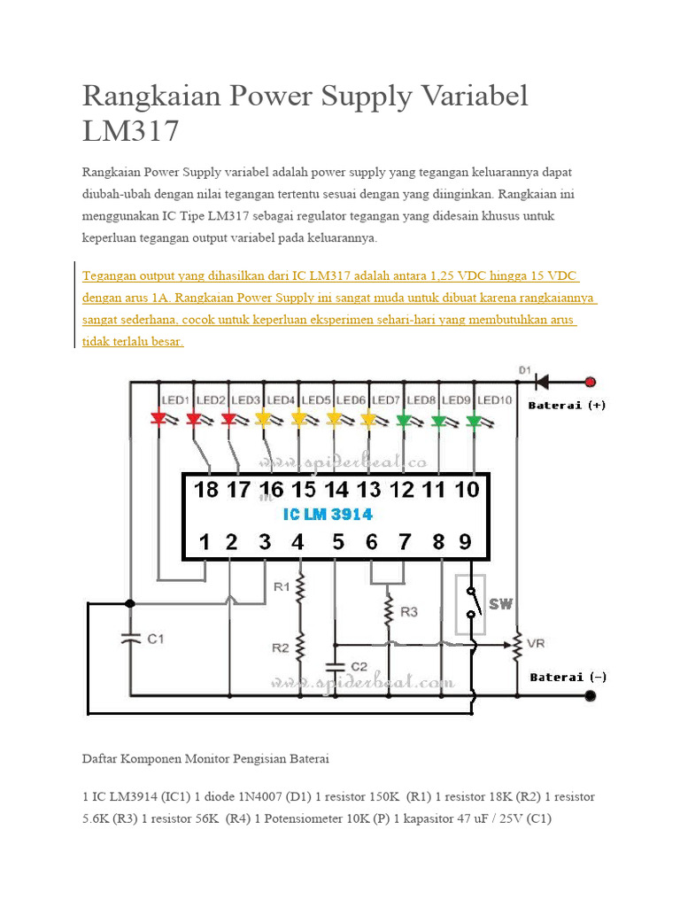 Rangkaian Power Supply Variabel LM317 | PDF