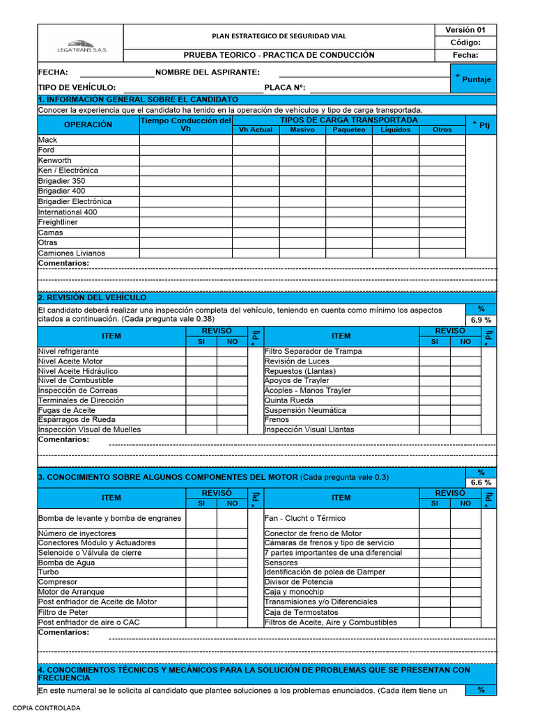Prueba Practica De Conducción Pdf Turbocompresor Camión