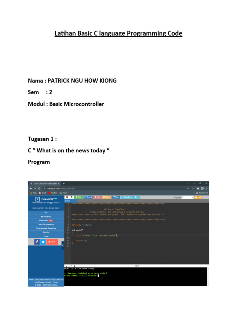 Latihan Basic C Language Programming Code | PDF