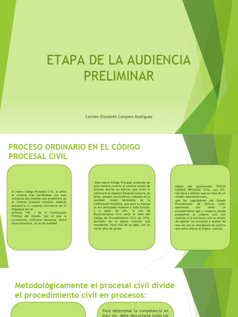 Etapas de la Audiencia Preliminar Civil PDF Ley procesal