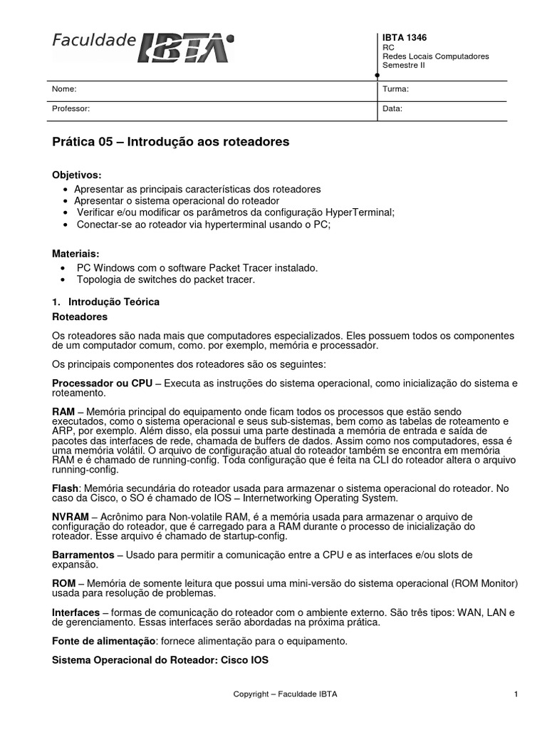 IBTA 01 - Introdução A Roteadores | PDF | Armazenamento de dados de ...