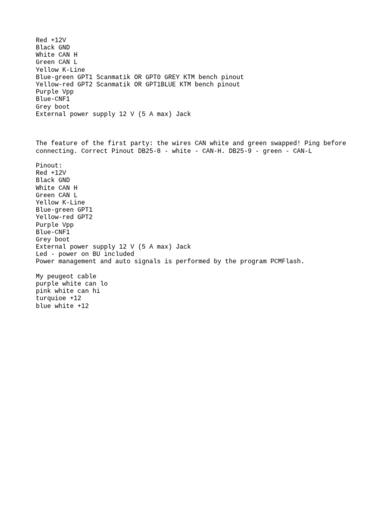 PCMflash Pinout | PDF