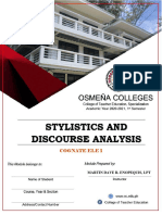 Stylistics and Discourse Analysis - Prelim Module