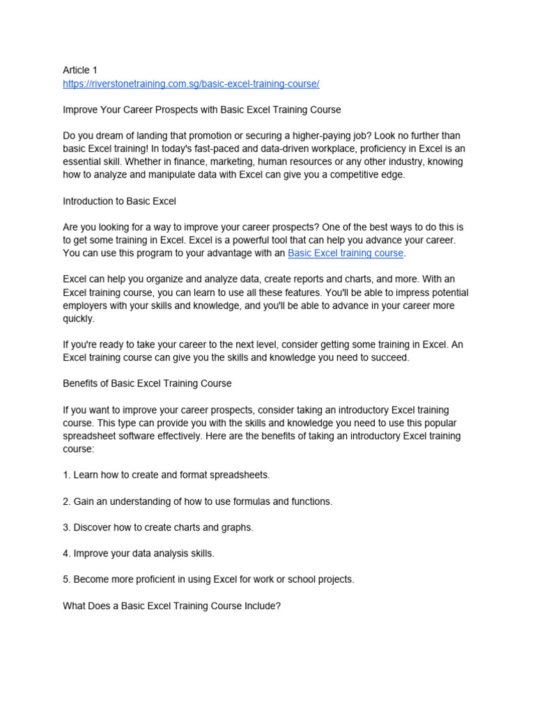 Basic Excel Training for Career Growth | PDF | Microsoft Excel ...