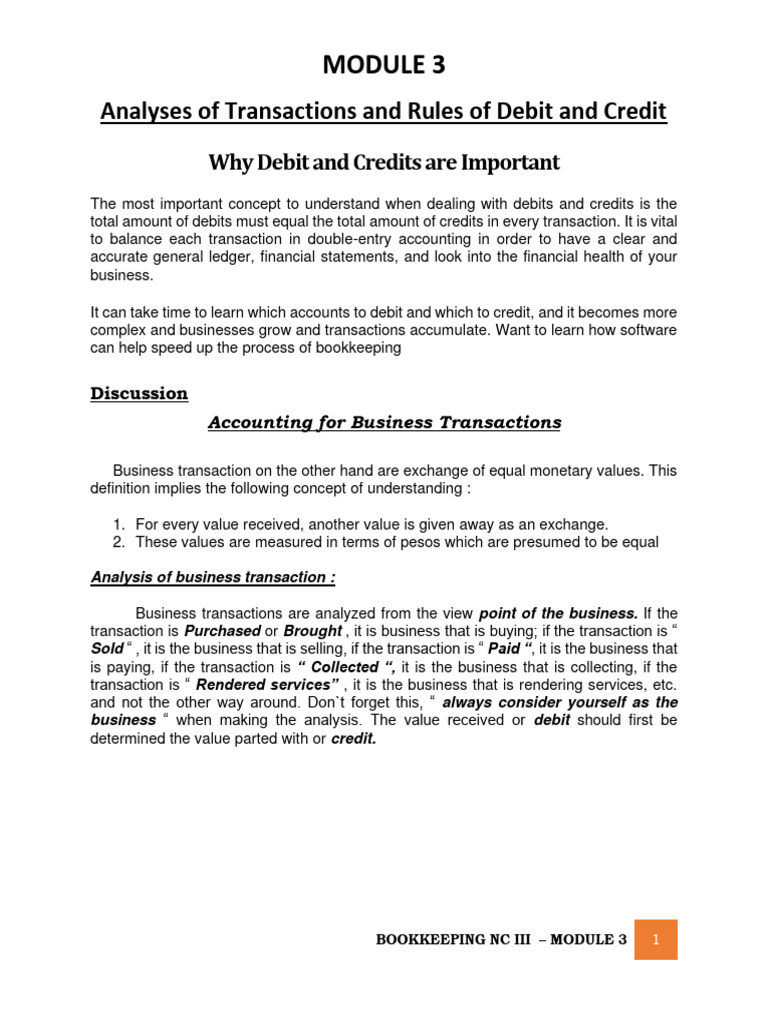 Rules of Debit and Credit Module 3 | PDF | Debits And Credits | Expense