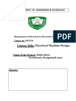 A Report On Transfomer Design