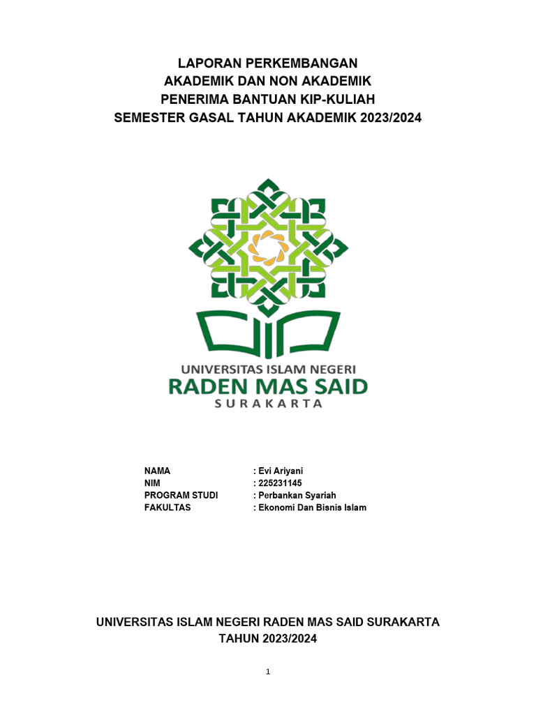 Laporan KIP-Kuliah Semester Gasal 2023 | PDF