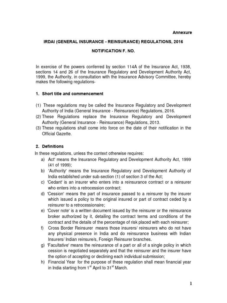 Insurance Regulatory and Development Authority of India (General