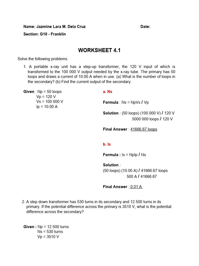 Activity 4.1 | PDF | Transformer | Inductor