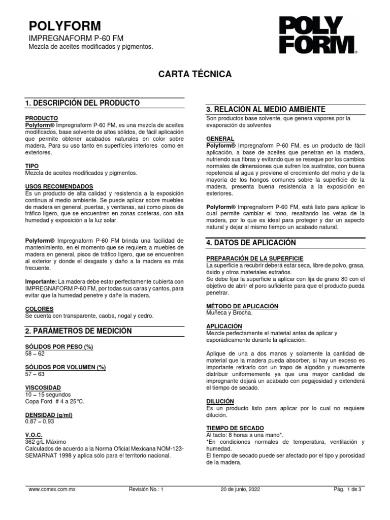 CT - POLYFORM IMPREGNAFORM P 60 FM (Rev 24 Jun) | PDF | Madera ...