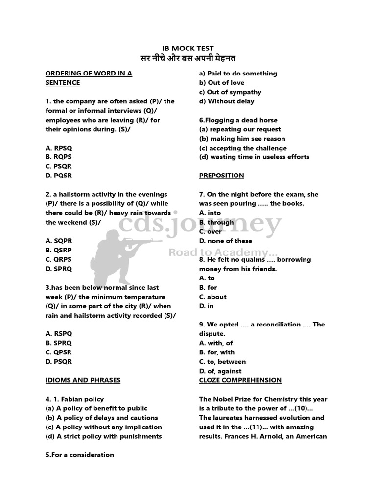 Ib Mock Test | PDF | Speed | Interest