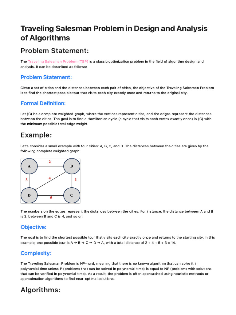 Traveling Salesman Problem Overview | PDF | Combinatorics ...