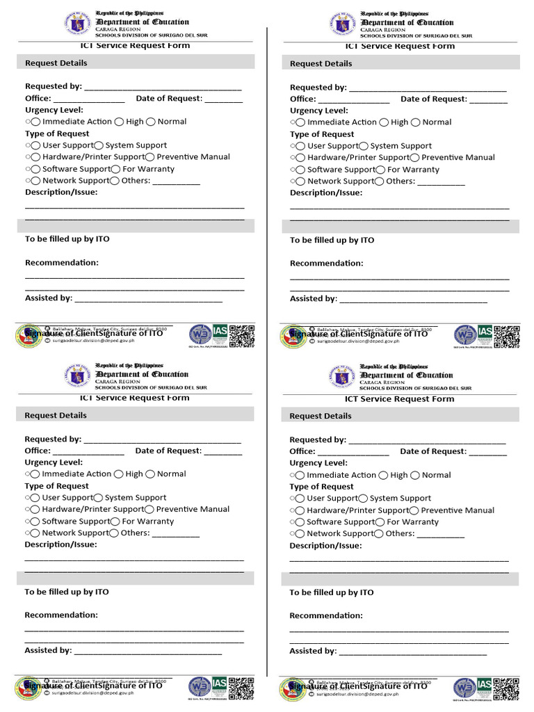 ICT Service Request Form Template | PDF | Computing | Software Engineering
