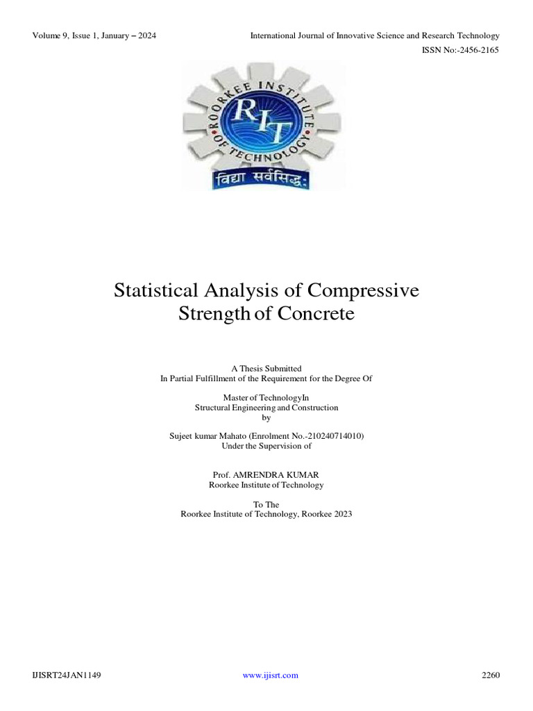 Statistical Analysis of Concrete Strength | PDF | Concrete ...