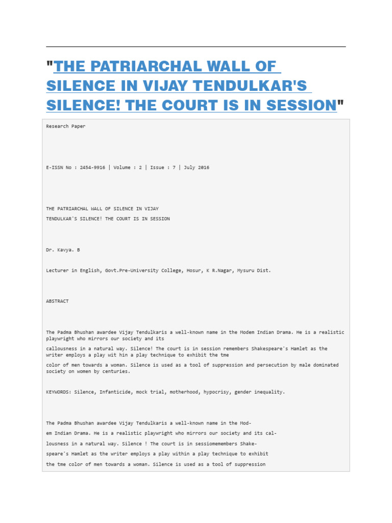 the-patriarchal-wall-of-silence-in-vijay-tendulkar-s-play-silence-the