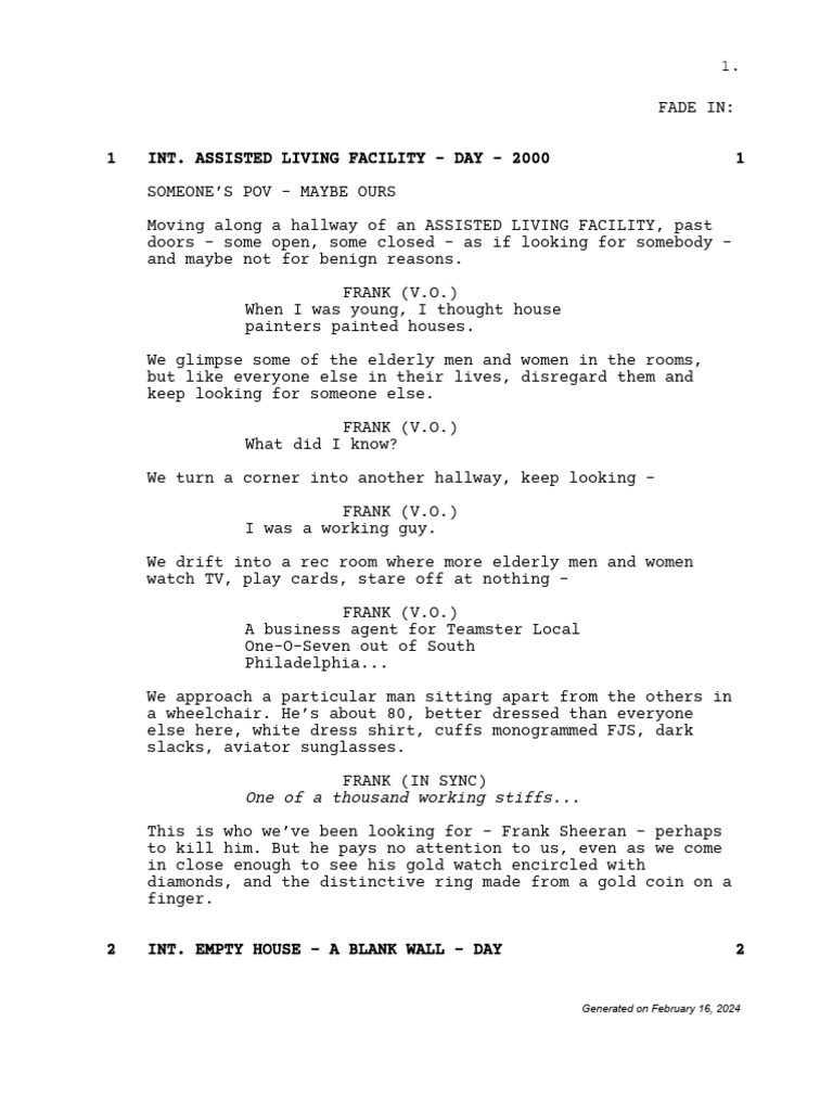 The Irishman Full Script | PDF | Travel | Young Adult