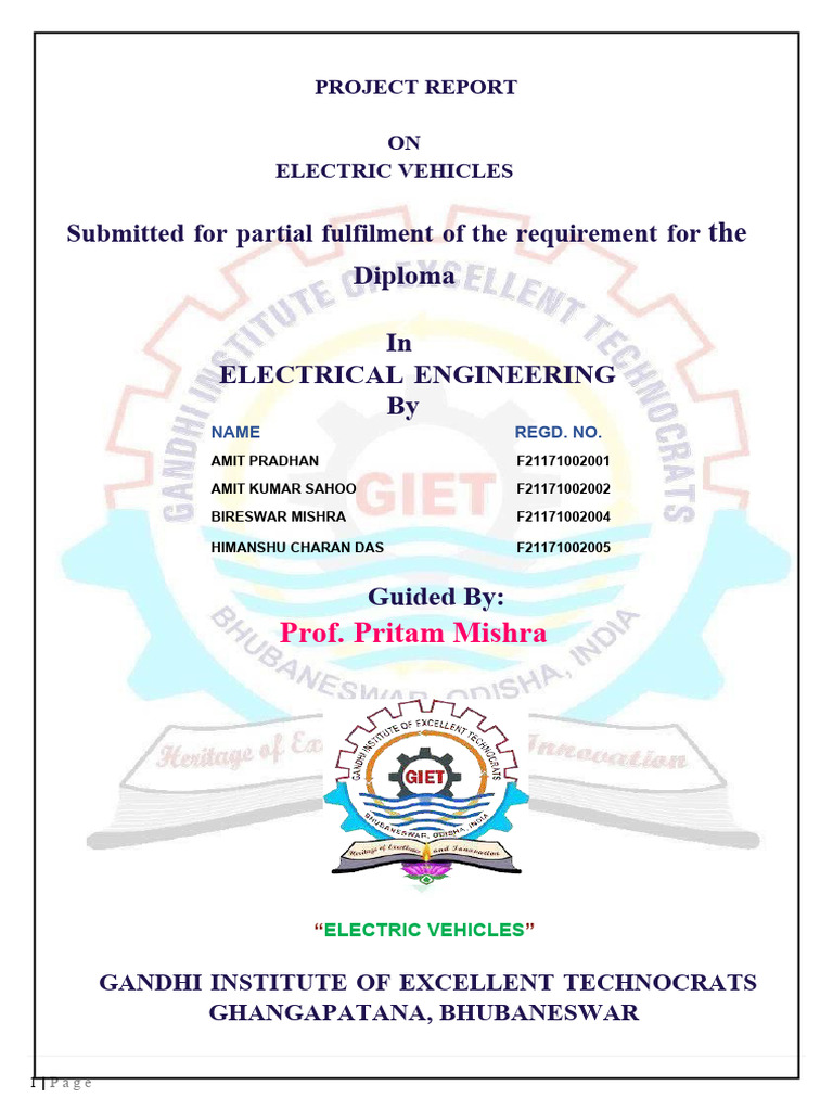 Electric Vehicles Project Report | PDF | Electric Vehicle | Electric Car
