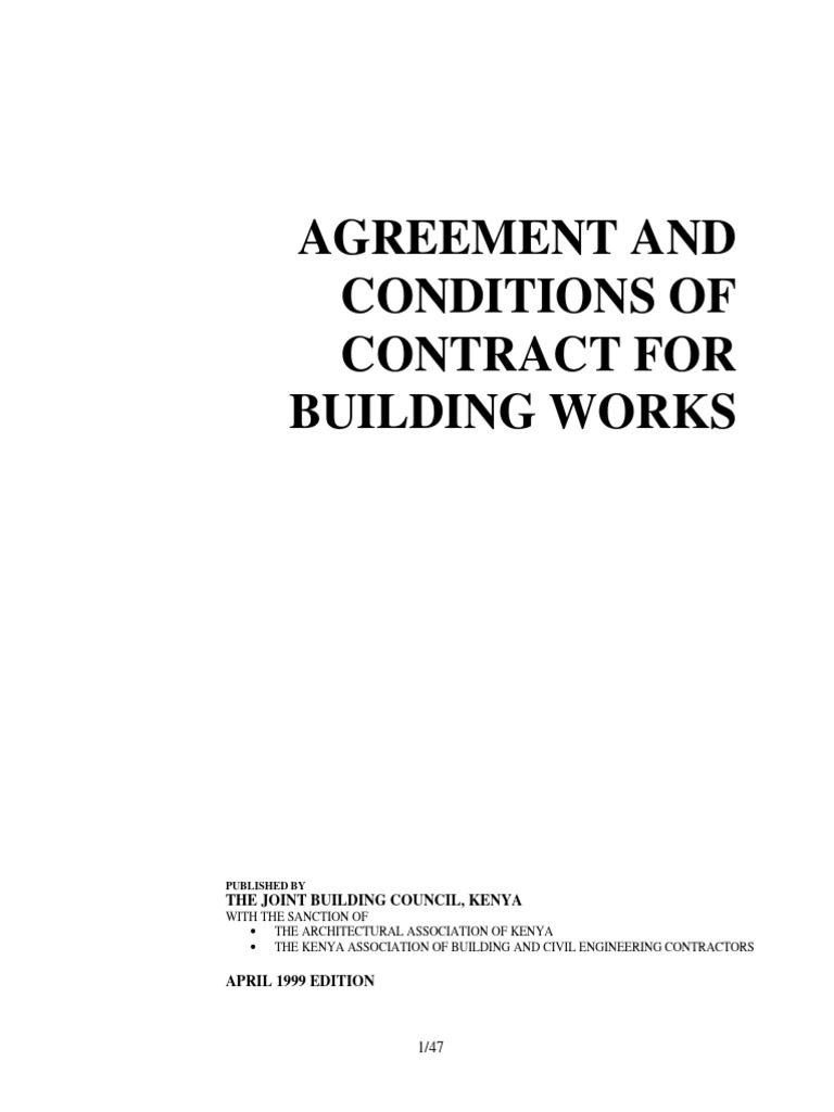 Agreement and Conditions of Contract For Building Works The Joint