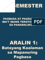 ARALIN 1 Batayang Kaalaman Sa Mapanuring Pagbabasa NG Teksto