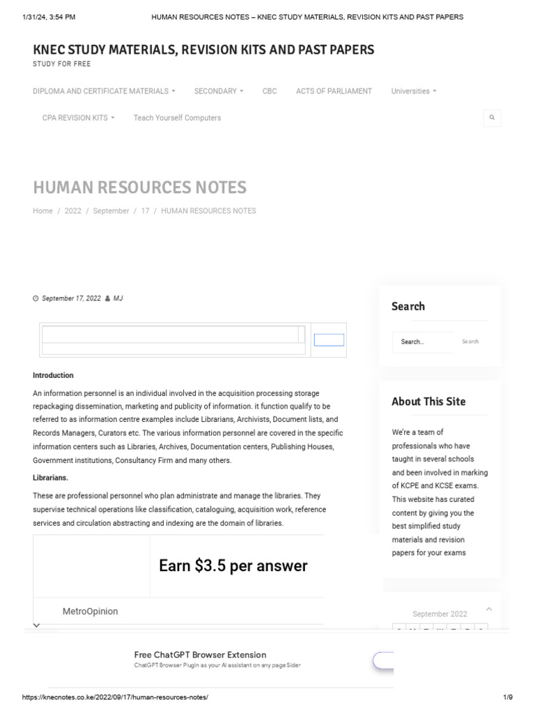Human Resources Notes | PDF | Archivist | Archive