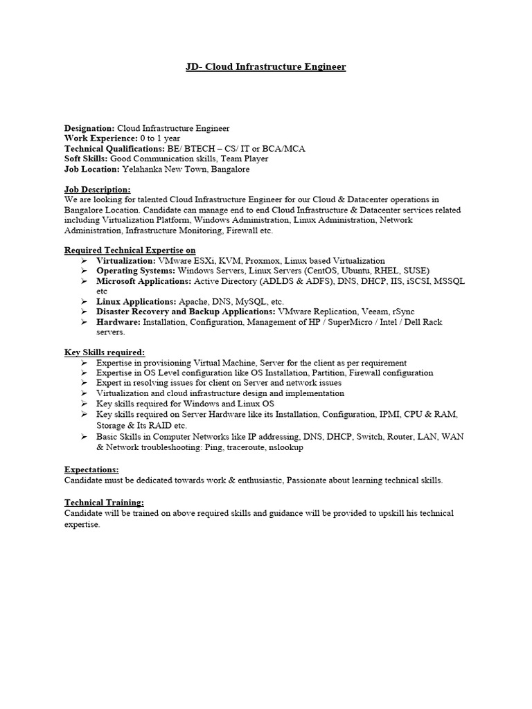Entry-Level Cloud Engineer Role | PDF