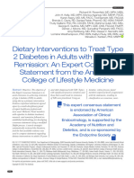 Dietary Interventions To Treat Type 2 Diabetes in Adults With A Goal of Remission An Expert Consensus Statement From The American College of Lifestyle Medicine