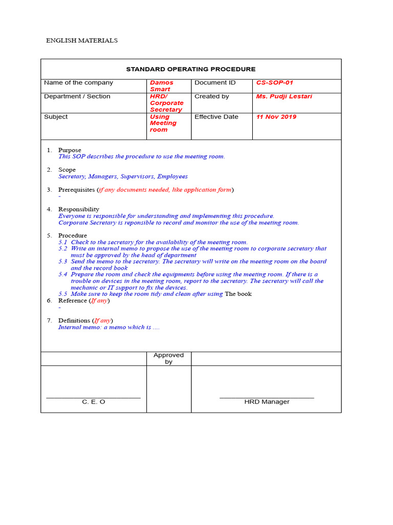 SOP EXAMPLE Word PDF