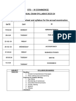 Annual Exam Datesheet & Syllabus - Commerce