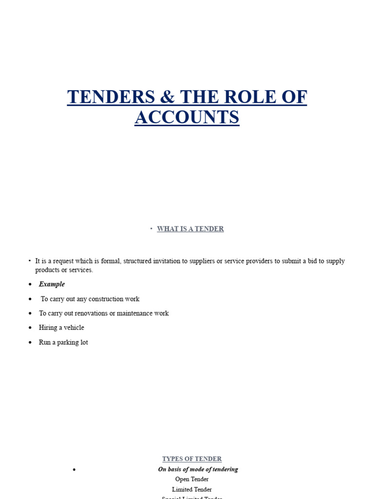 Understanding Tendering and Accounts | PDF | Procurement | Business