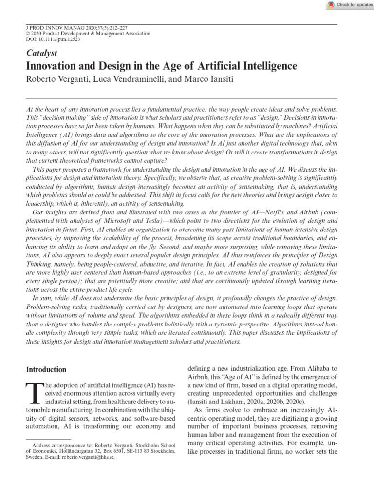 AI's Impact on Design and Innovation | PDF | Machine Learning ...