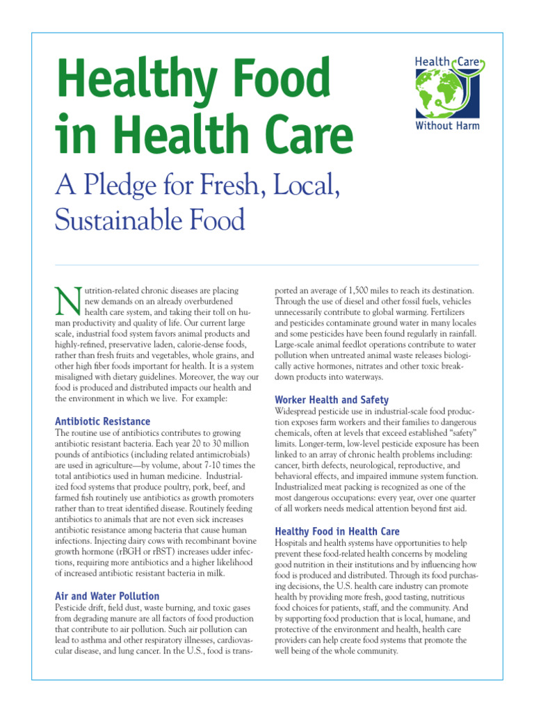 Healthy Food in Health Care PDF Sustainability Agriculture