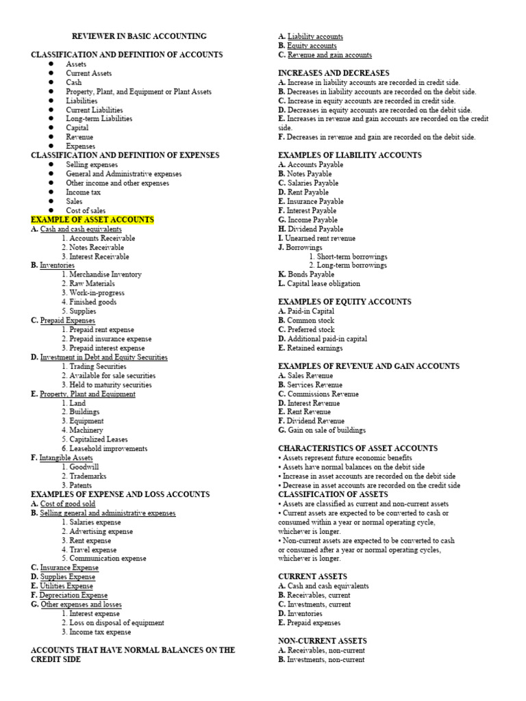 Basic Accounting Concepts and Classifications | PDF | Cost Of Living ...